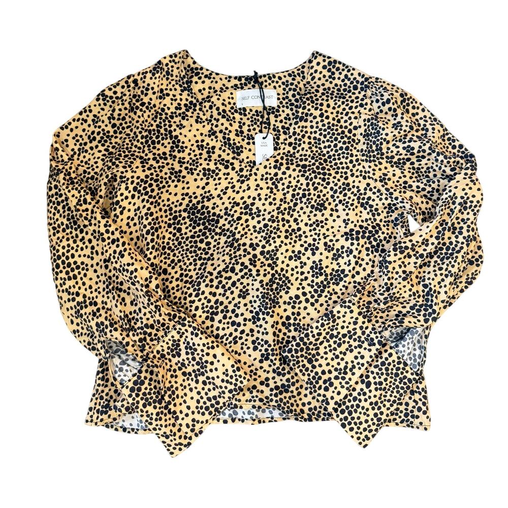 Self contrast britta v neck blouse - dots